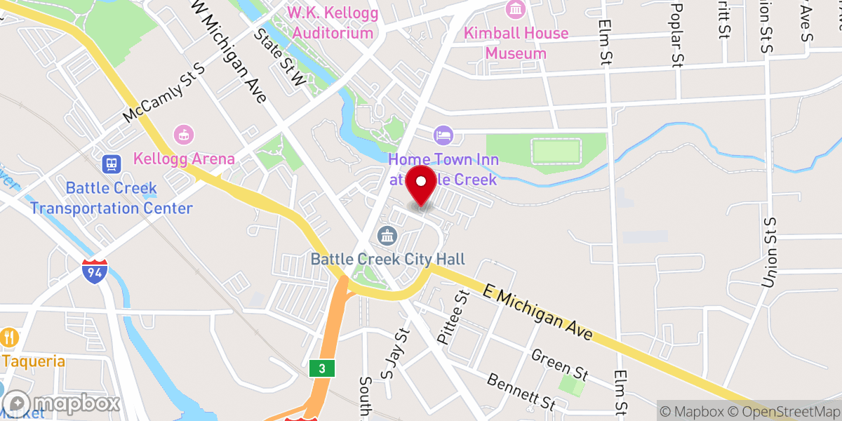 Map showing location of New Life Baptist Church of Battle Creek Inc