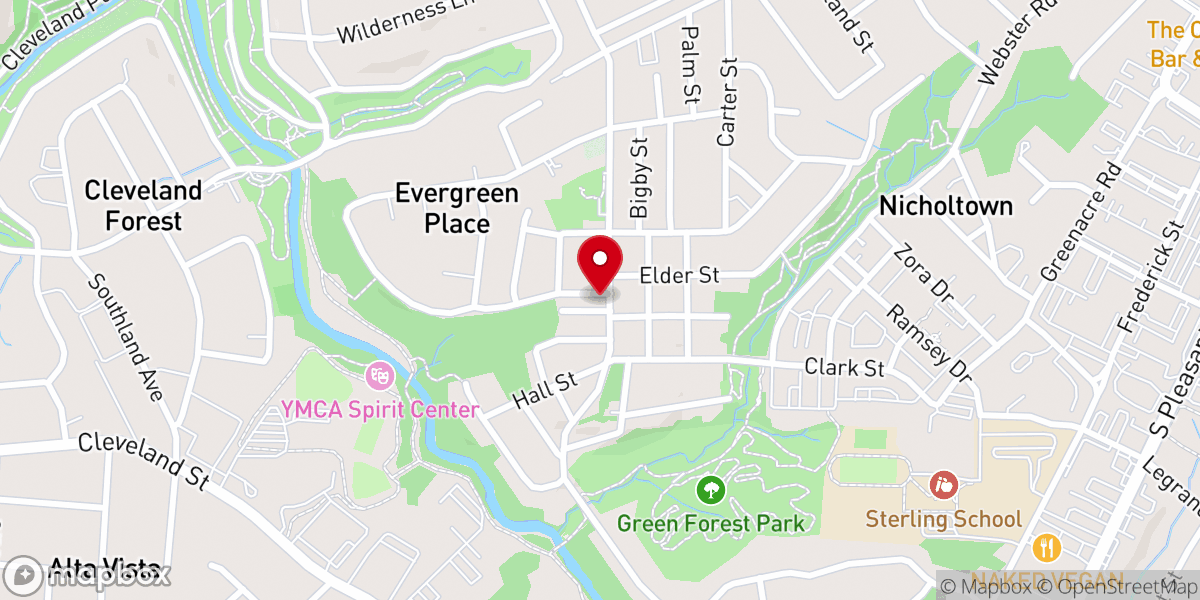 Map showing location of Mount Hebron Baptist Church