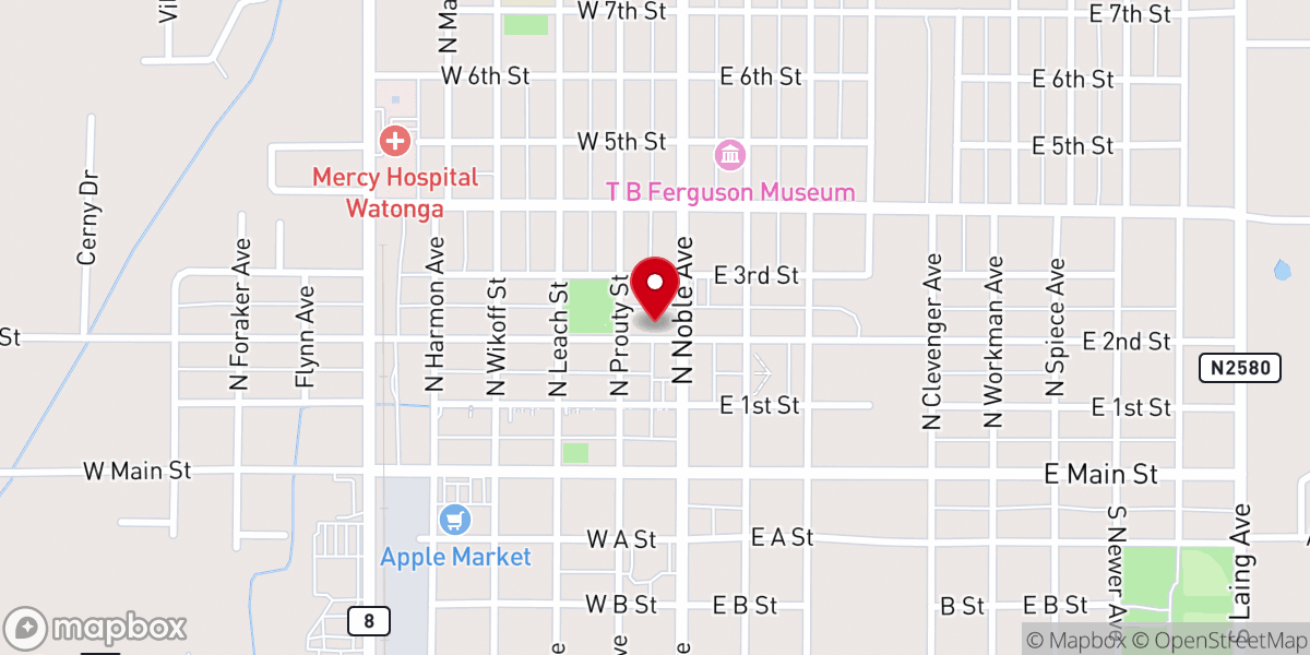 Map showing location of First Baptist Church