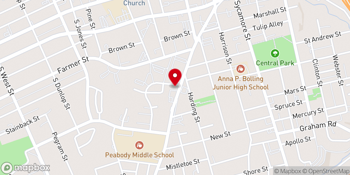 Map showing location of Westminster Presbyterian Church