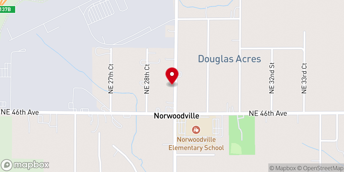 Map showing location of Norwoodville Baptist Church