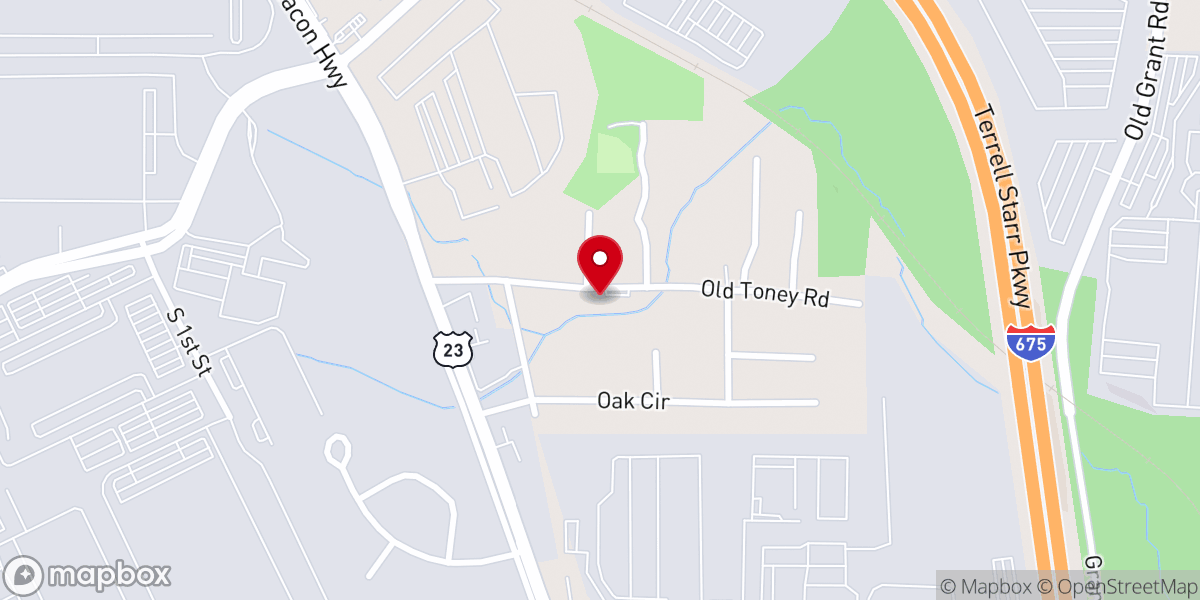 Map showing location of Zion Grove Baptist Church