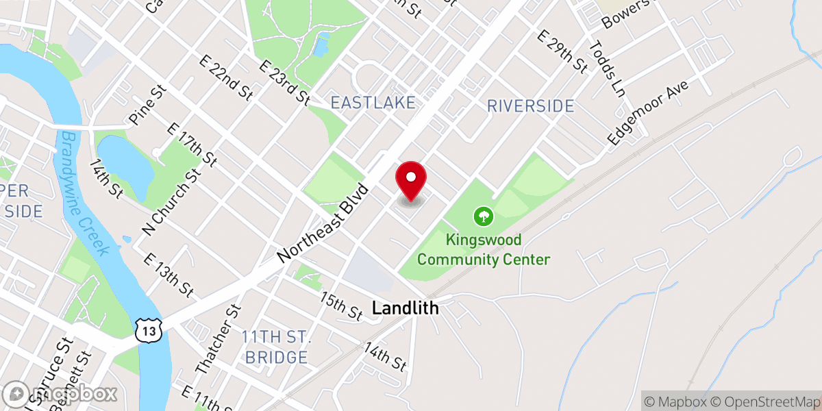Map showing location of Ebenezer Baptist Church