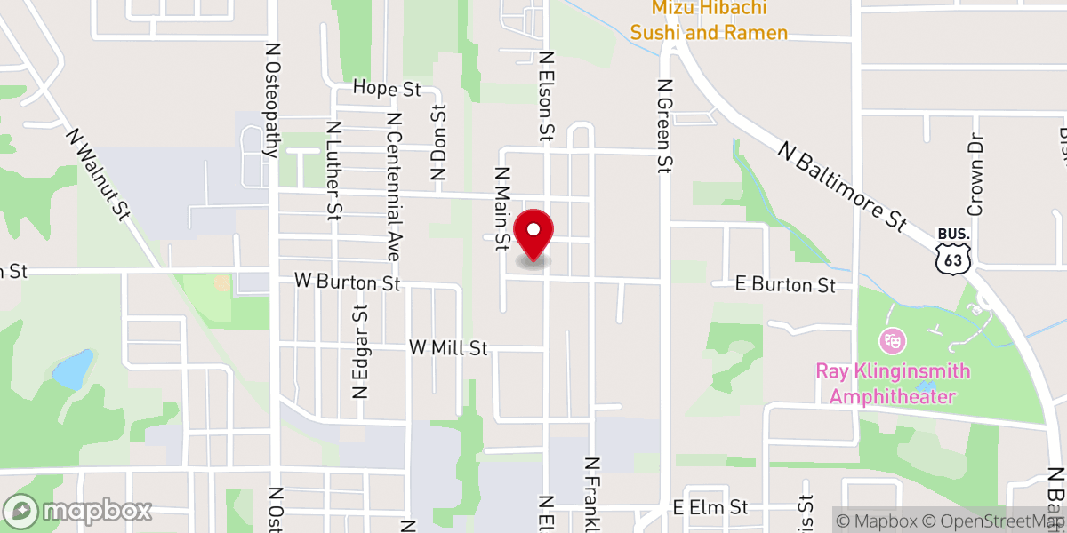Map showing location of Kirksville Seventh-Day Adventist Church