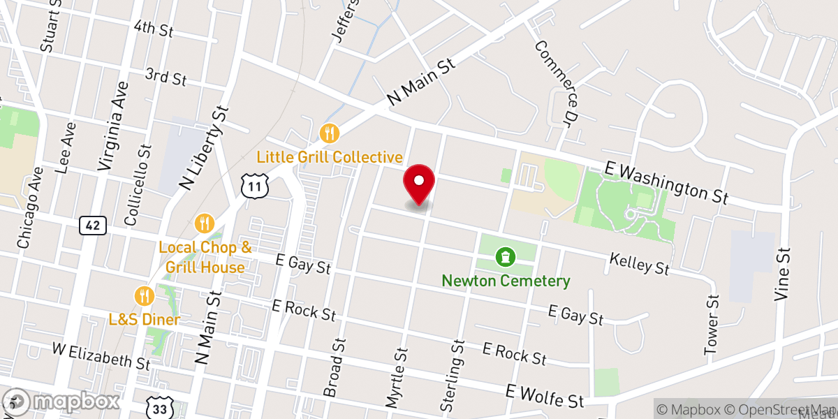 Map showing location of Bethel AME Church