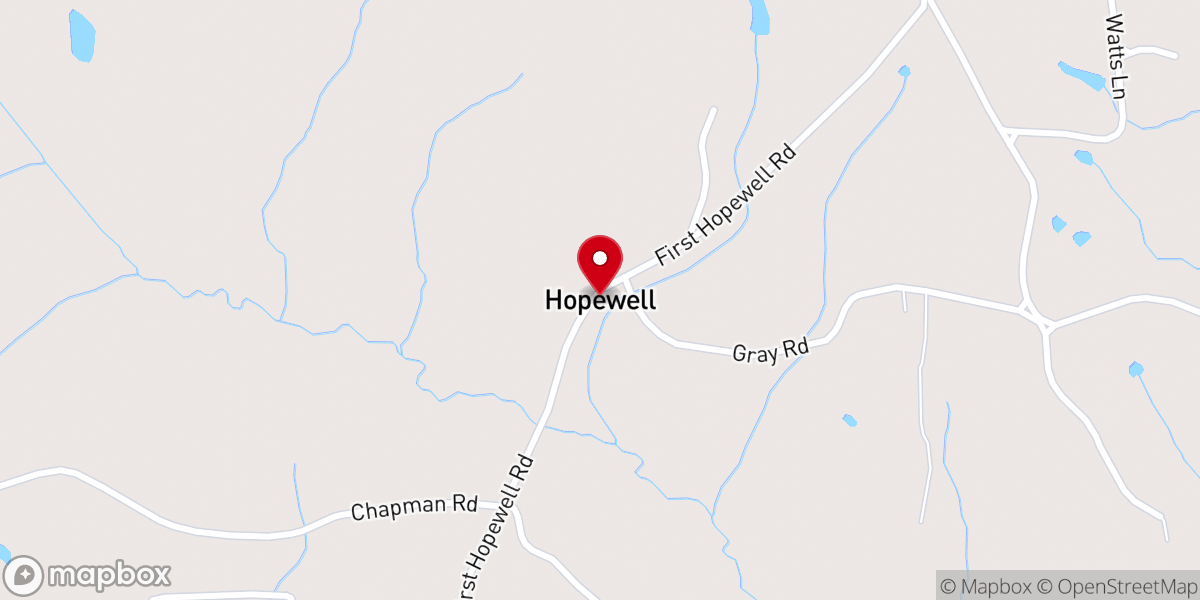 Map showing location of Hopewell Church
