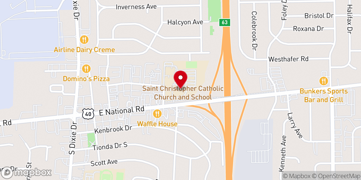 Map showing location of St. Christopher Catholic Church