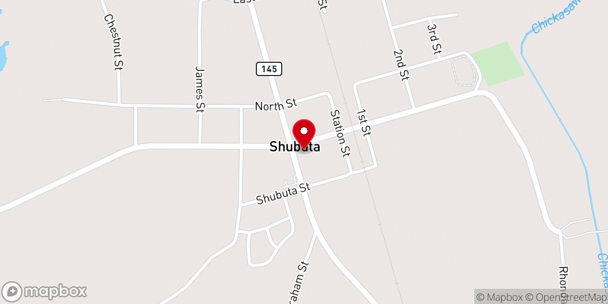 Map showing location of Shubuta Baptist Church