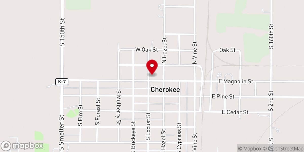 Map showing location of Global Methodist Church at Cherokee