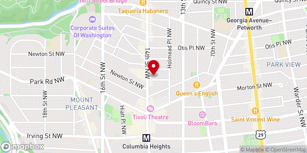 Map showing location of Park Road Community Church
