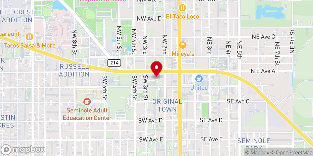 Map showing location of First Baptist Church-Children's Ministry