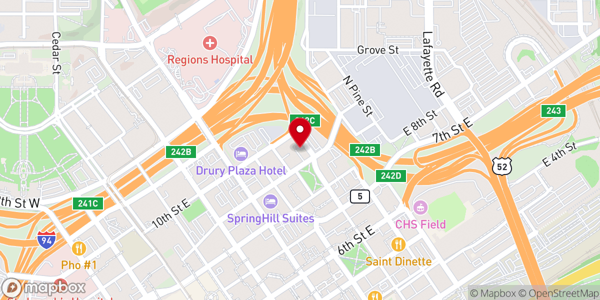 Map showing location of Hope Community Church - Lowertown