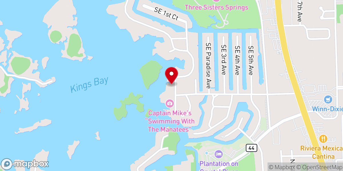 Map showing location of Crystal River National Wildlife Refuge & Visitor Center