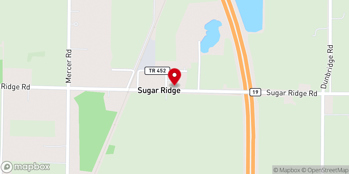 Map showing location of Sugar Ridge Community Church