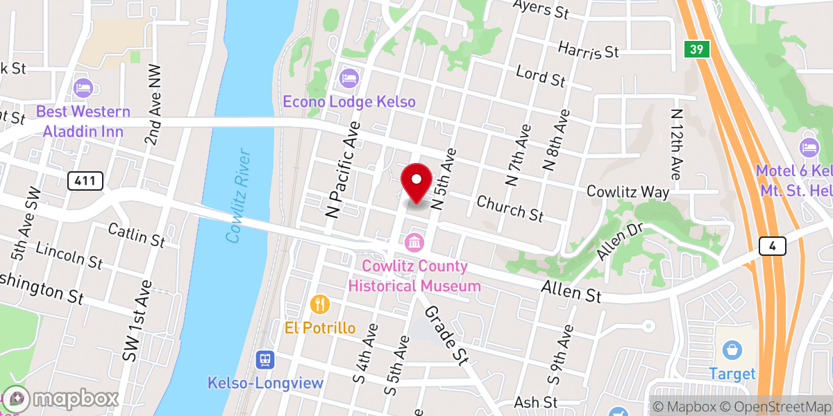 Map showing location of Kelso Christian Academy