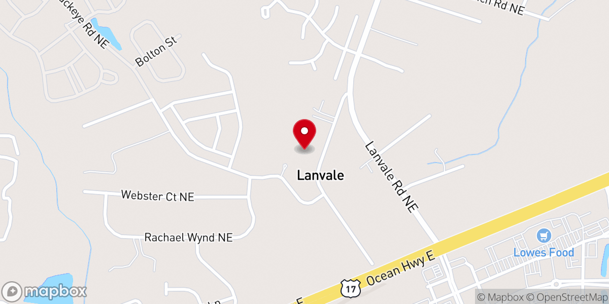 Map showing location of God's House of Praise Leland, NC