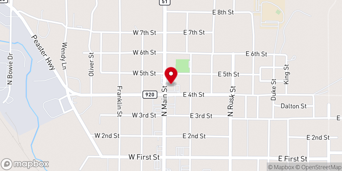 Map showing location of North Main Church of Christ