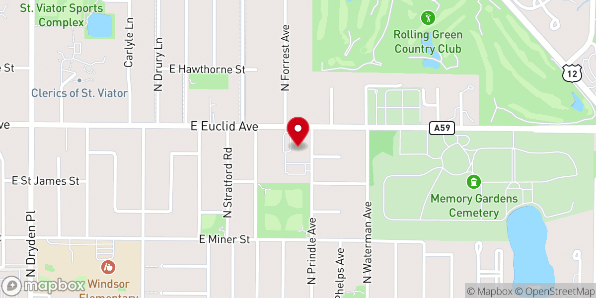 Map showing location of First United Methodist Church of Arlington Heights