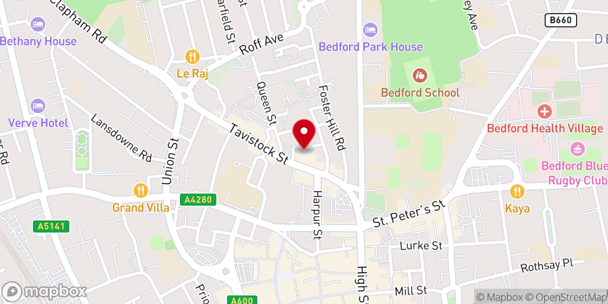 Map showing location of Bedford Hindu Temple & Community Trust