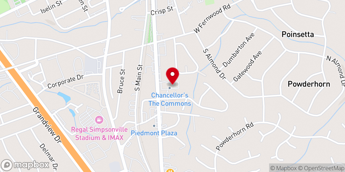 Map showing location of Victory Baptist Church Simpsonville