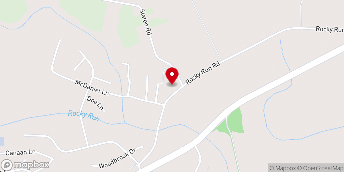Map showing location of Rocky Run Church