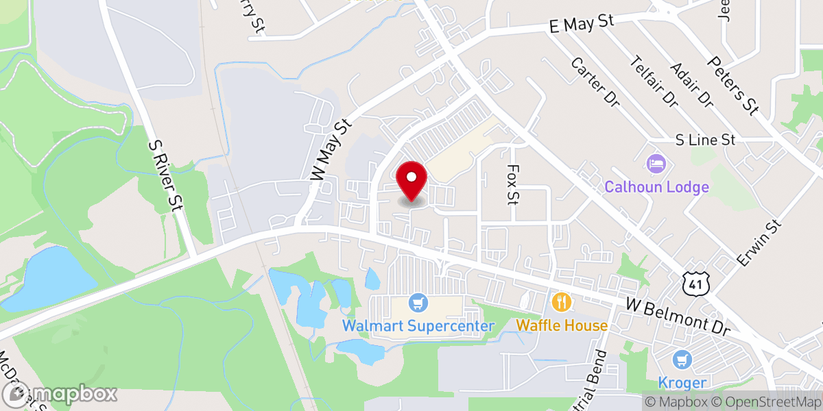 Map showing location of Calhoun Community Church