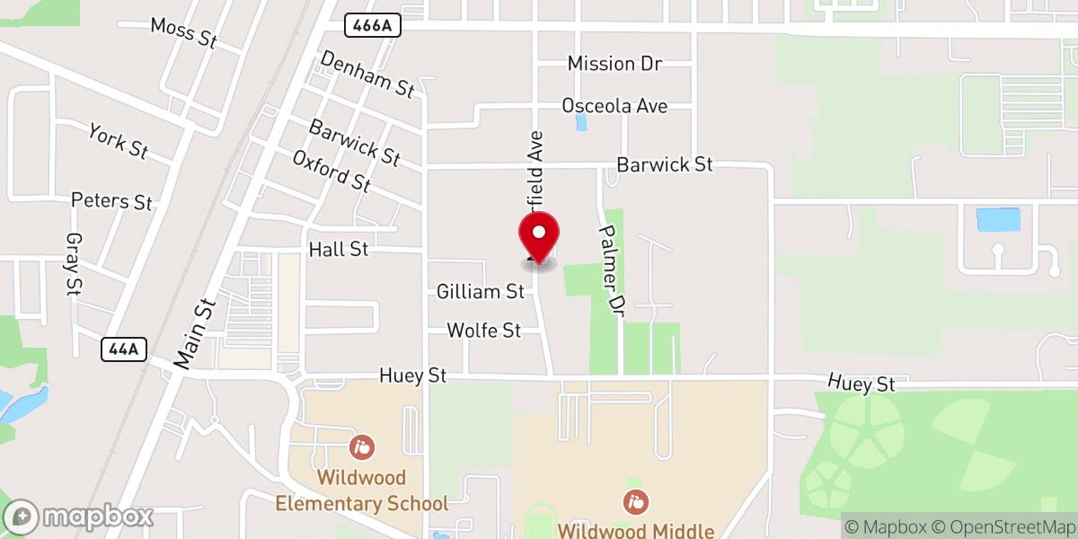Map showing location of Wildwood Church of God