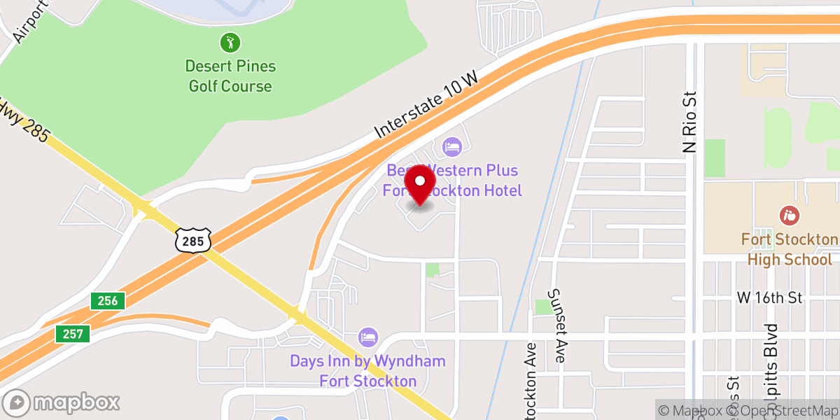Map showing location of Fort Stockton Convention Center