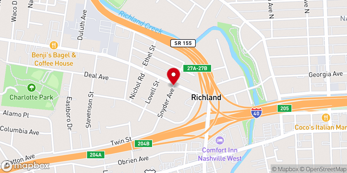 Map showing location of Woodland Presbyterian Church