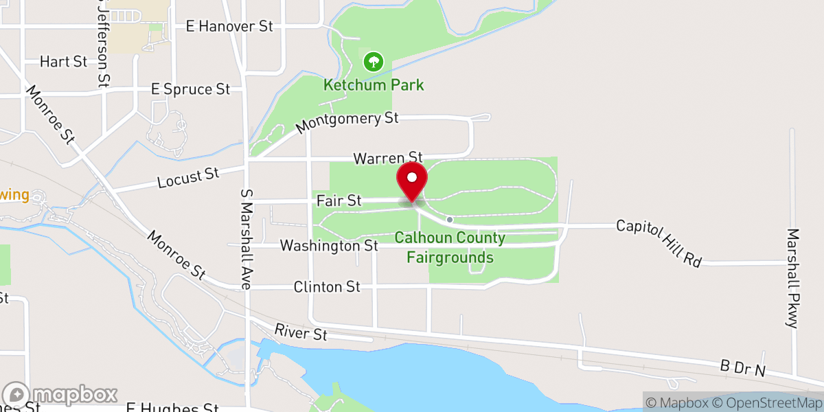 Map showing location of Marshall Bluegrass Festival