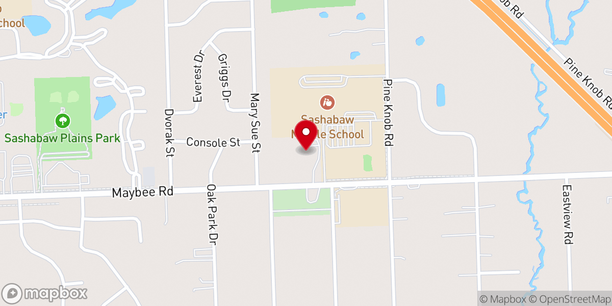 Map showing location of Sashabaw Presbyterian Church