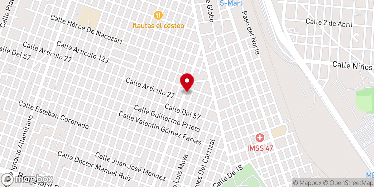 Map showing location of Parroquia de Cristo Rey