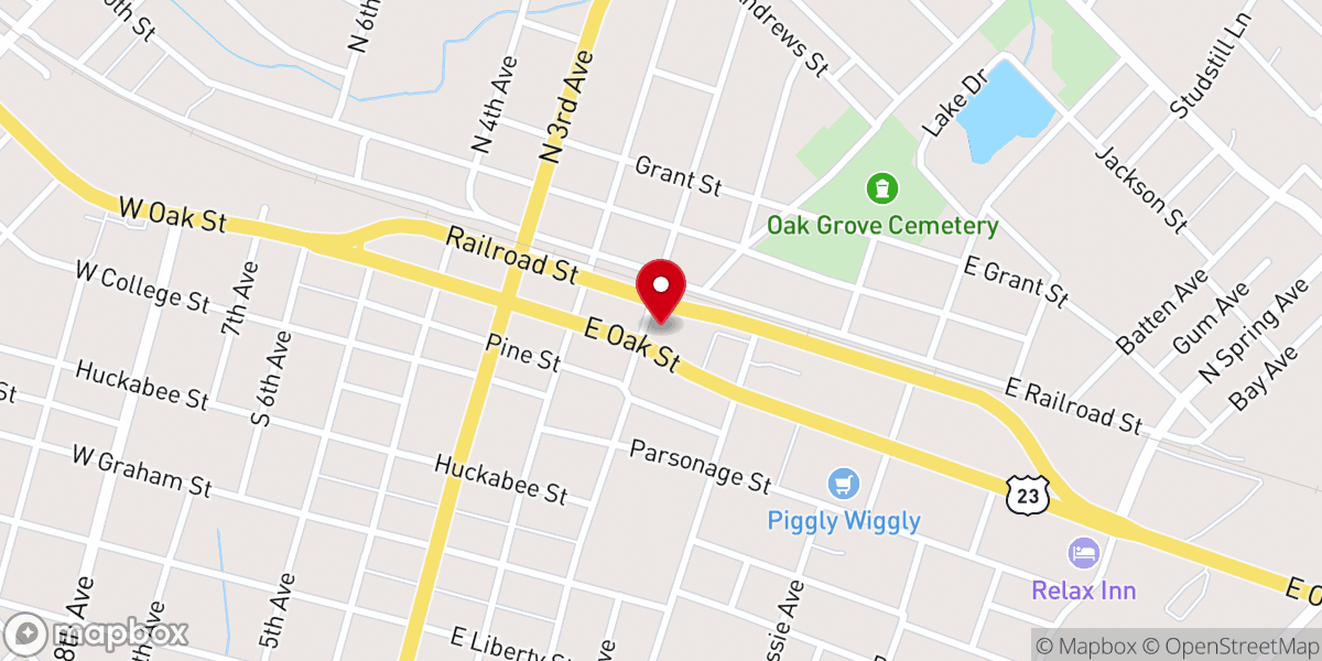 Map showing location of McDonald's