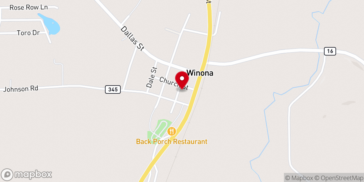 Map showing location of First United Methodist Church-Winona
