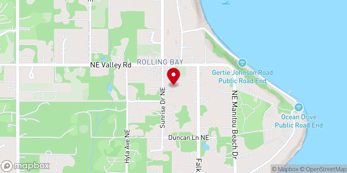 Map showing location of Rolling Bay Presbyterian Church