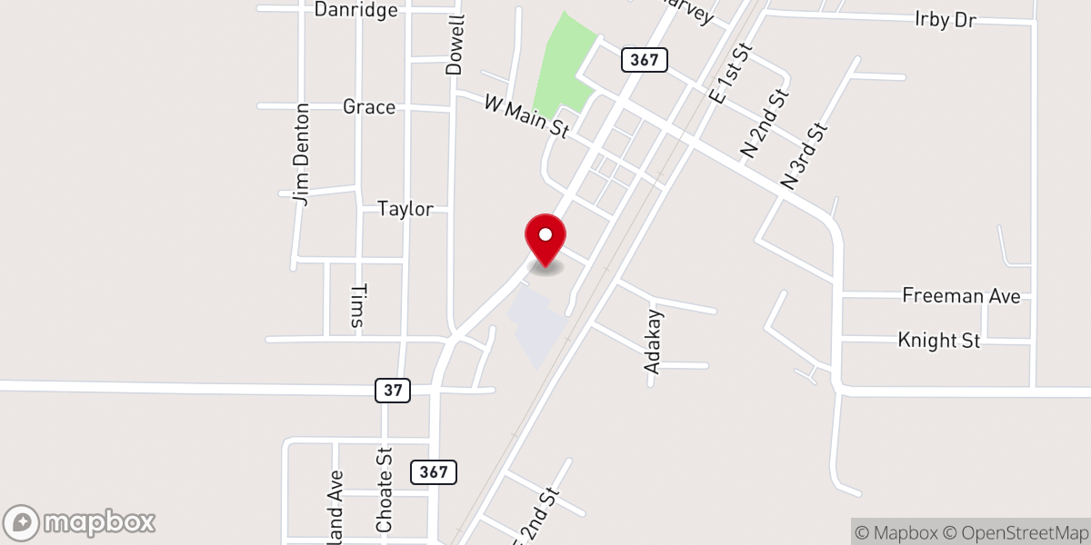 Map showing location of First Baptist Church