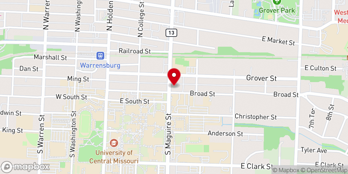 Map showing location of Christian Campus House at UCM