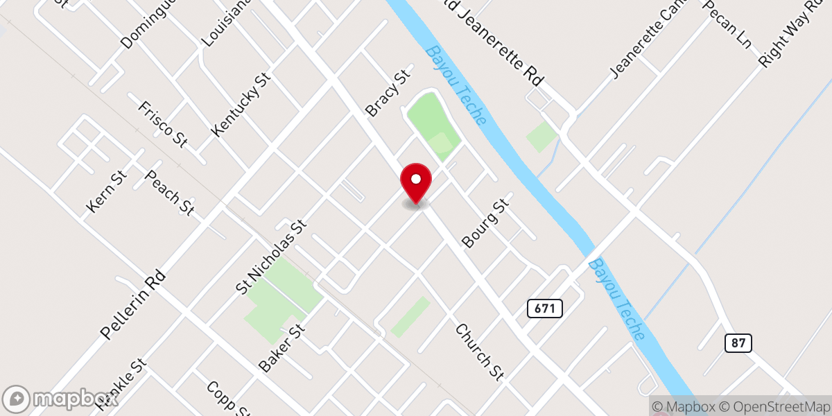 Map showing location of Jeanerette City Marshal