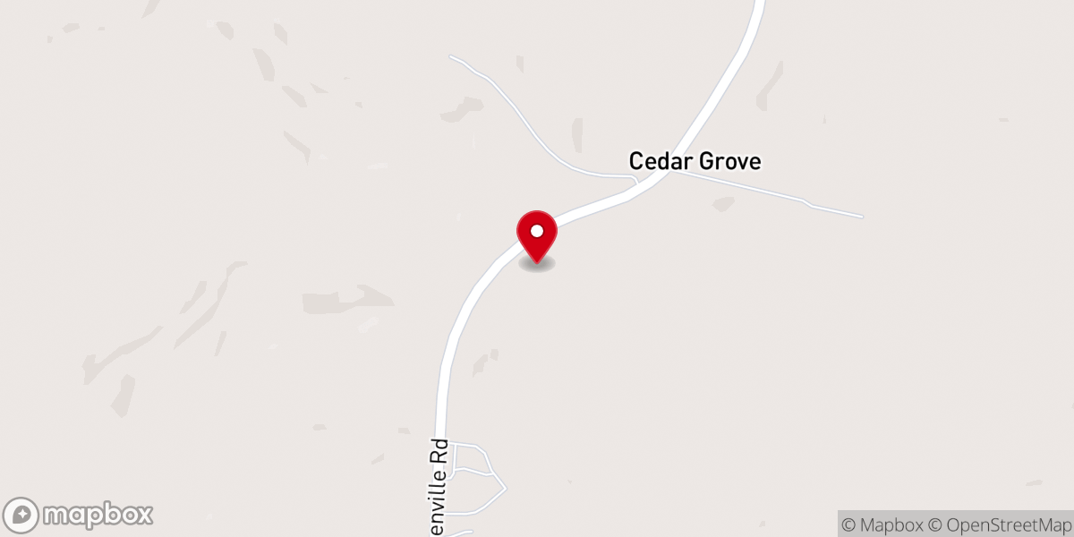 Map showing location of New Cedar Grove Baptist Church