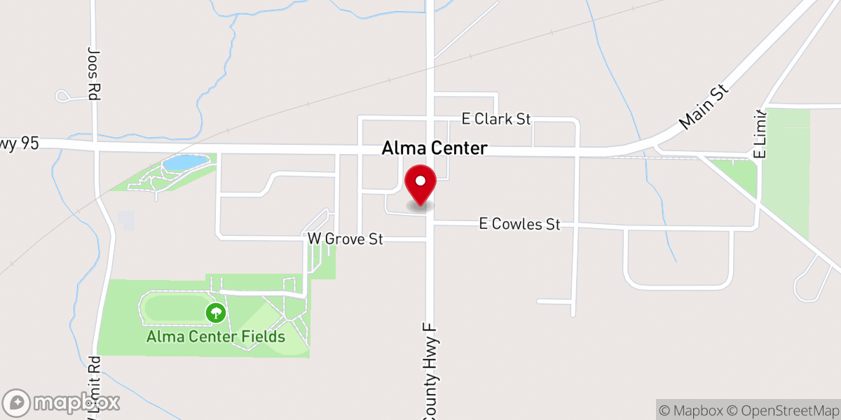Map showing location of Alma Center United Methodist Church