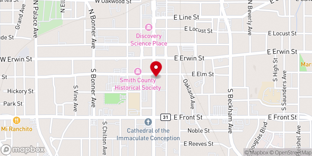 Map showing location of Bethel Bible Church - Downtown Campus