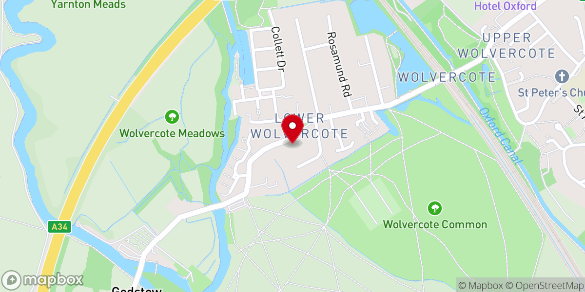 Map showing location of Wolvercote Baptist Church