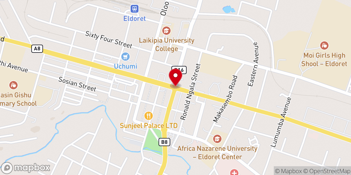 Map showing location of Family Life SDA Church - Eldoret