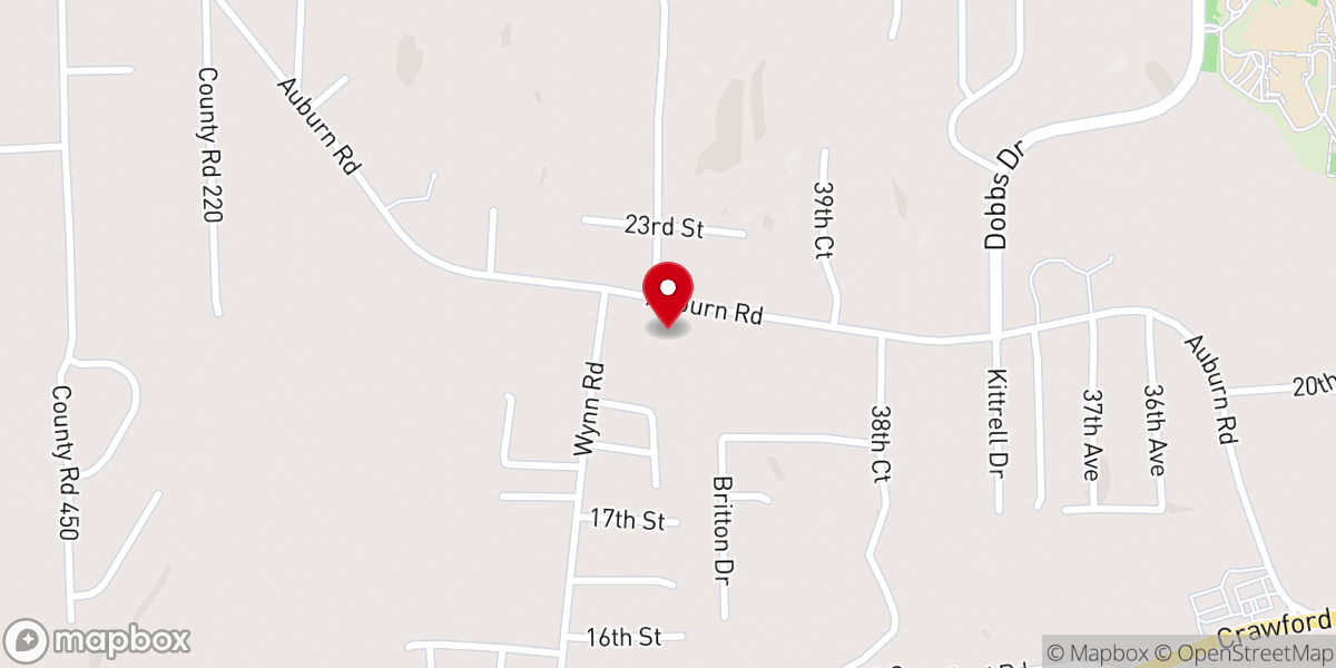 Map showing location of Auburn Heights Baptist Church