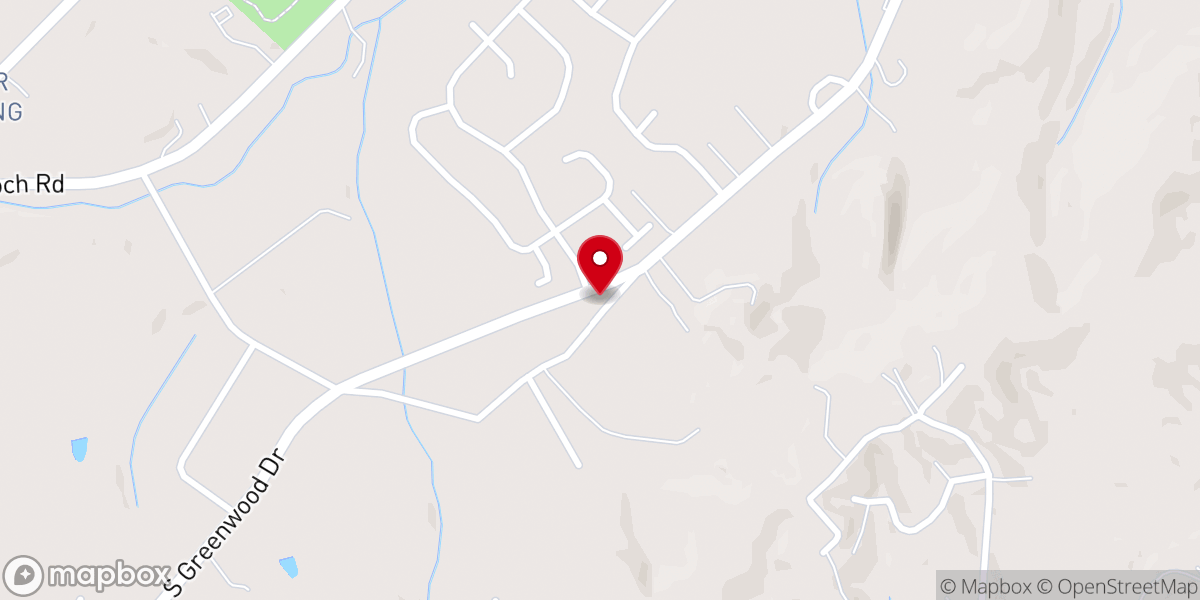 Map showing location of Greenwood Church