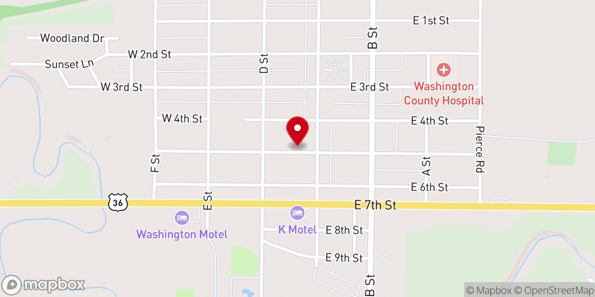 Map showing location of Washington First Baptist Church