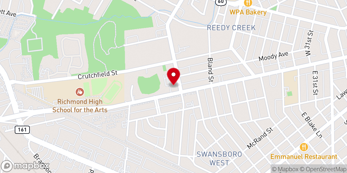 Map showing location of Swansboro Baptist Church