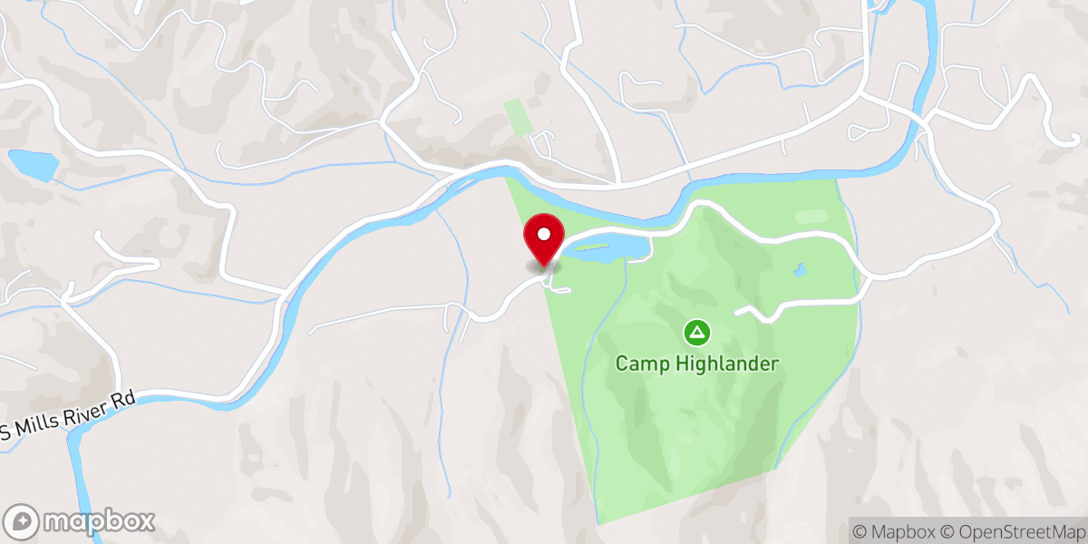 Map showing location of Camp Highlander