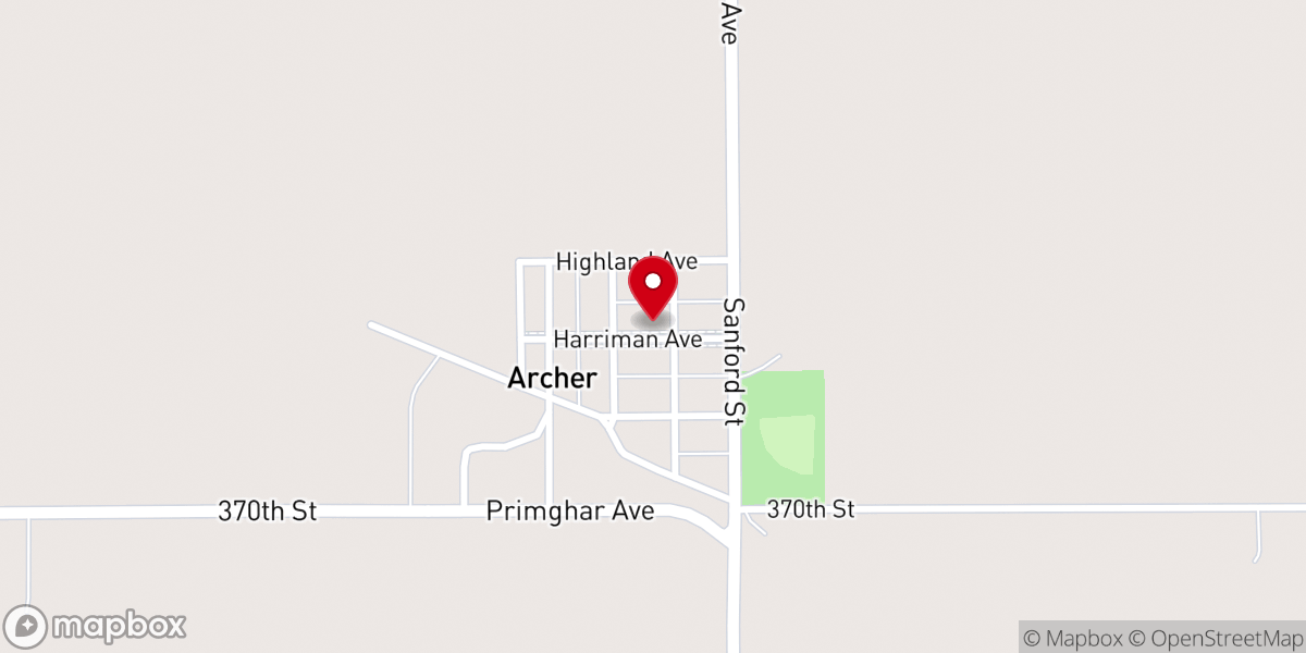 Map showing location of Archer Community Church