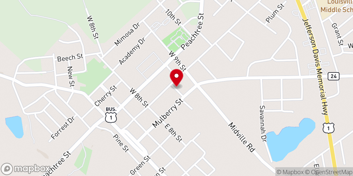 Map showing location of Louisville ARP Church